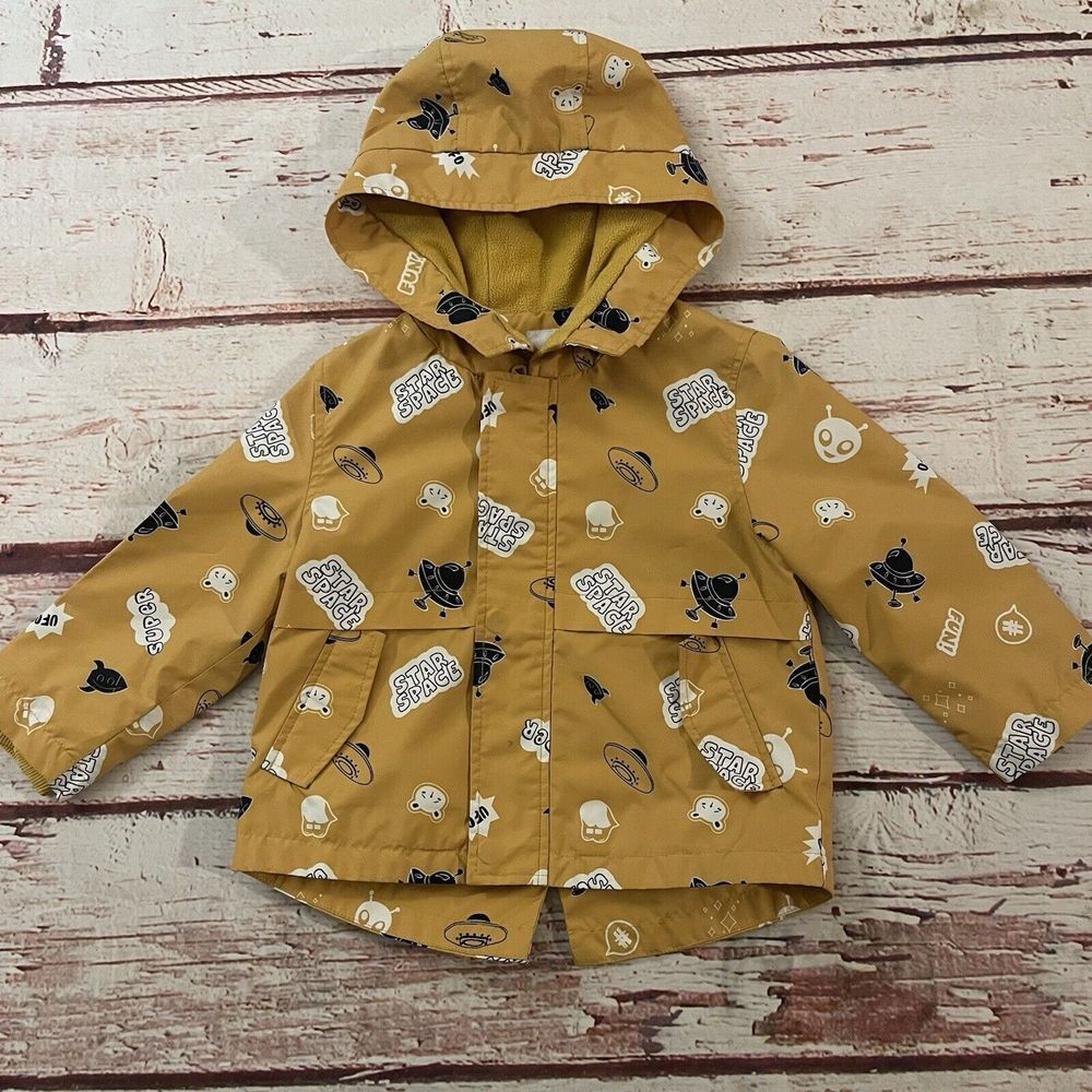 Balabala Toddler Rain Coat Size 90/52 Yellow‎ Alien Theme